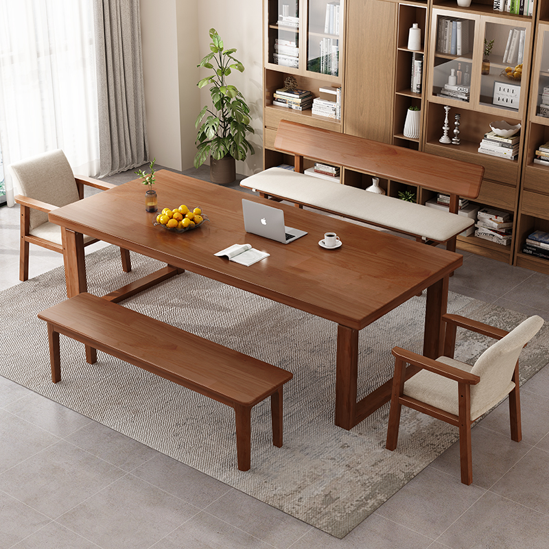 去客厅化组合实木加厚大板学习桌双人书法桌长桌工作台办公桌茶台