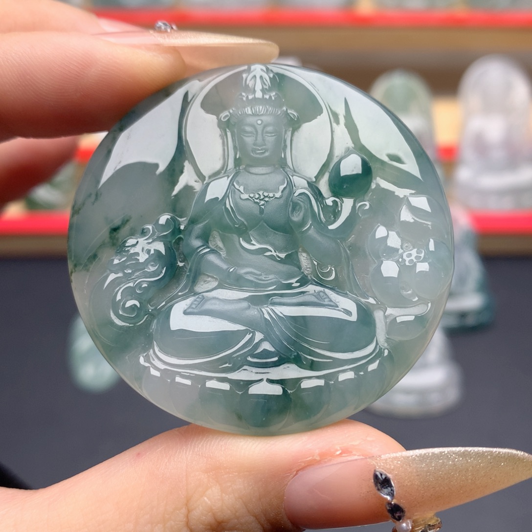 人***酒翡翠未镶嵌颈饰大势至