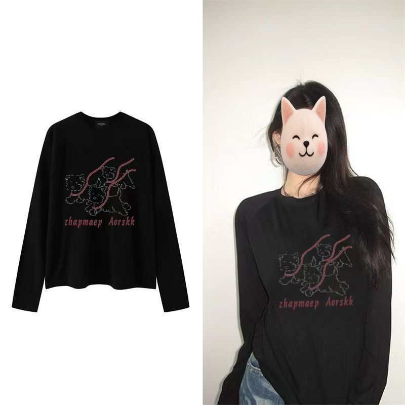 【运补6-8】新款长袖T恤上衣女外穿小众简约宽松显瘦百搭韩版休闲