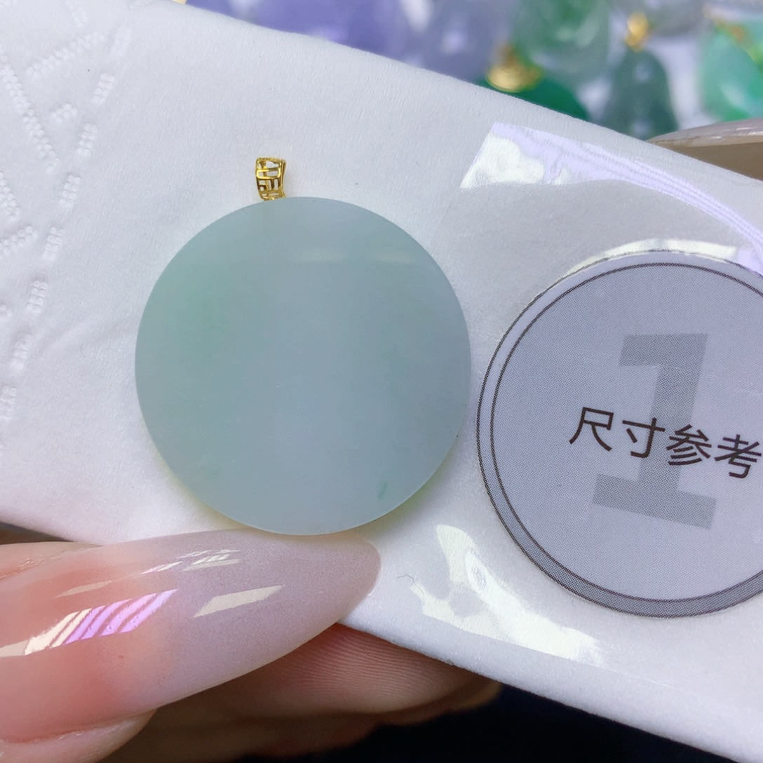 翡翠18K金镶嵌颈饰天然缅甸翡翠a货百元以上9元证书费自理