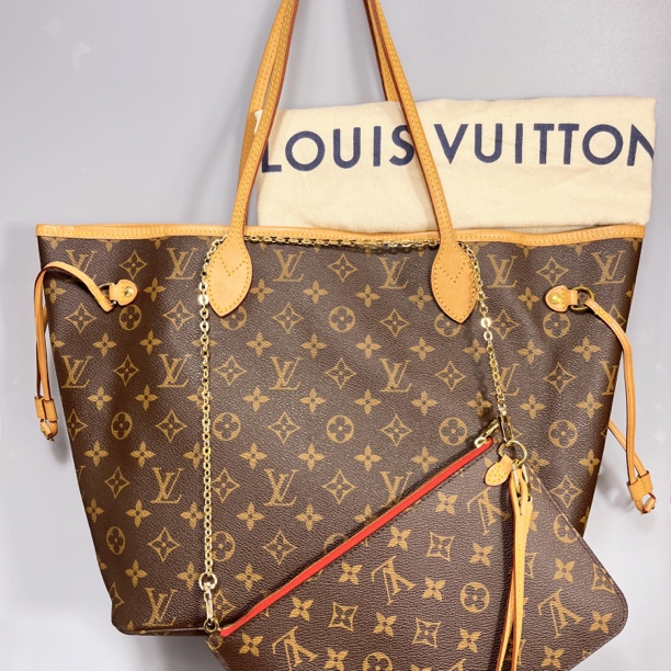 95新 LouisVuitton/路易威登 复燃精选/老花中号nf红内芯片款