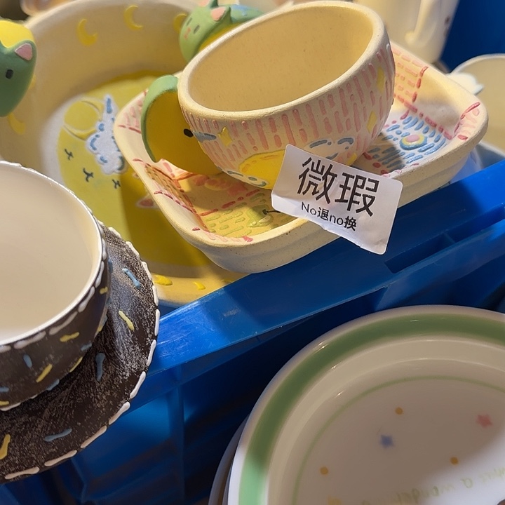 陶摆件不退不换卡通手绘