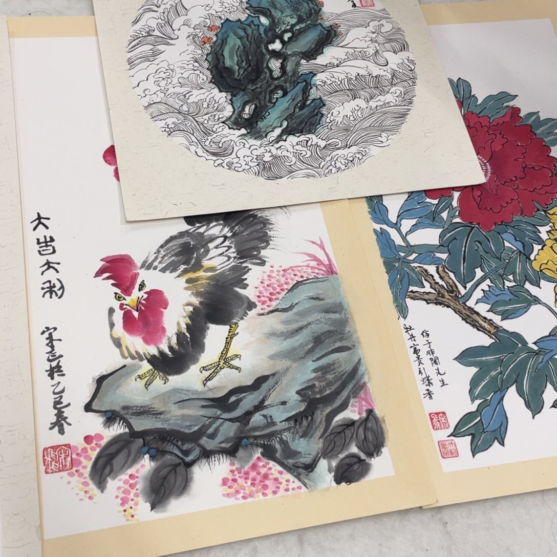 山***条国画宋飞卡纸四幅