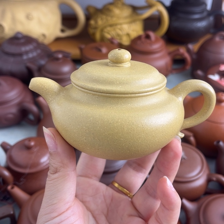 紫砂茶壶120cc本绿薄胎半手