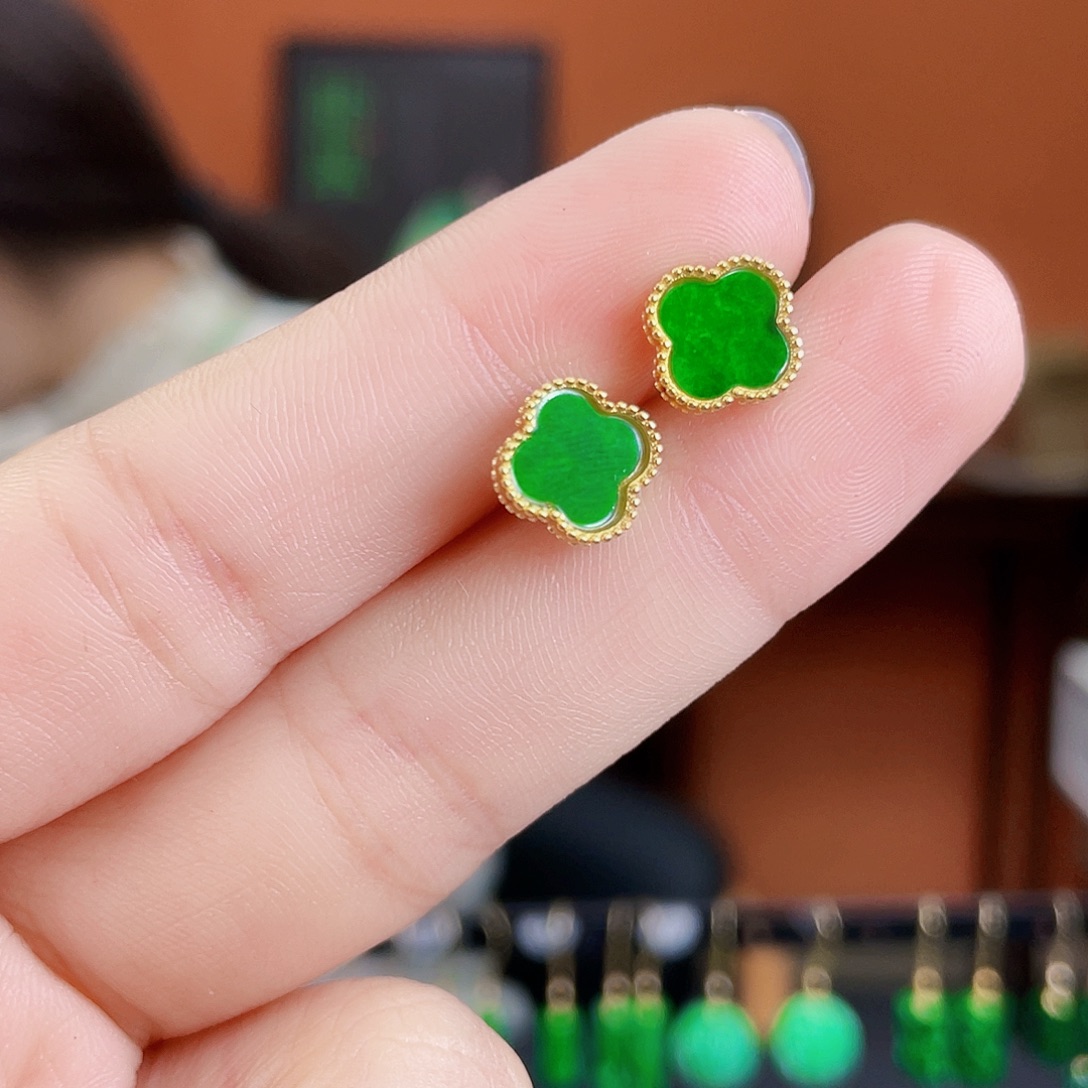 翡翠银S925镶嵌耳饰