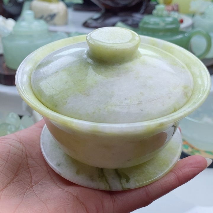 岫玉四大名玉盖碗未镶嵌