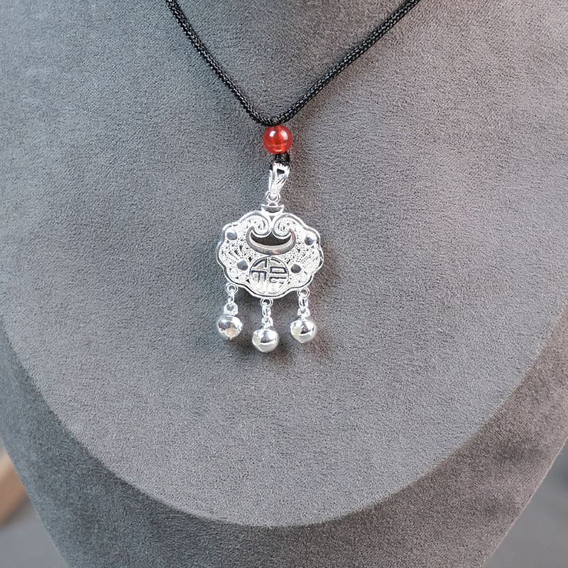 999.9银 小如意锁吊坠 送女友 礼物