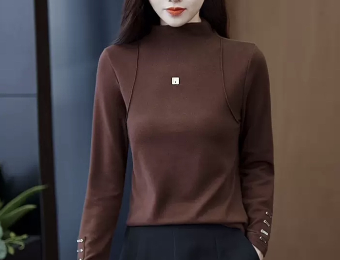 保暖常规长袖高领T恤女士内搭秋冬显瘦冬季修身加绒打底衫
