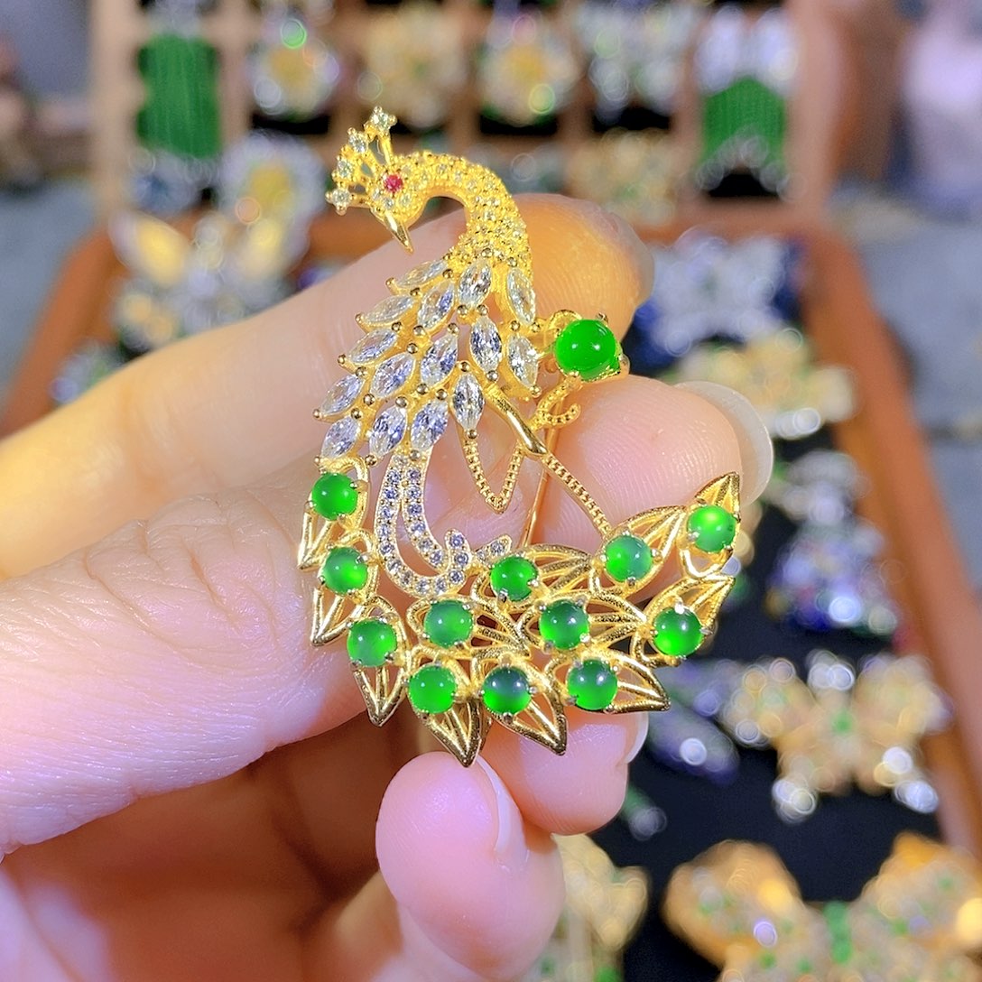 吊坠(不含链)银S925镶嵌翡翠