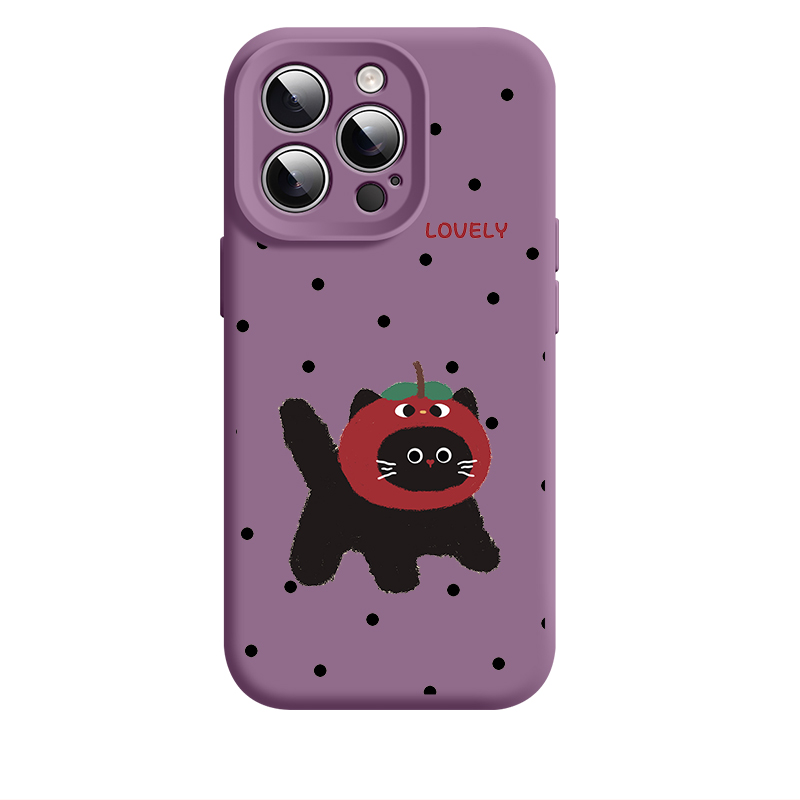 【适用苹果/华为/荣耀/OPPO/VIVO/小米】苹果套黑猫臻品硅胶手机壳