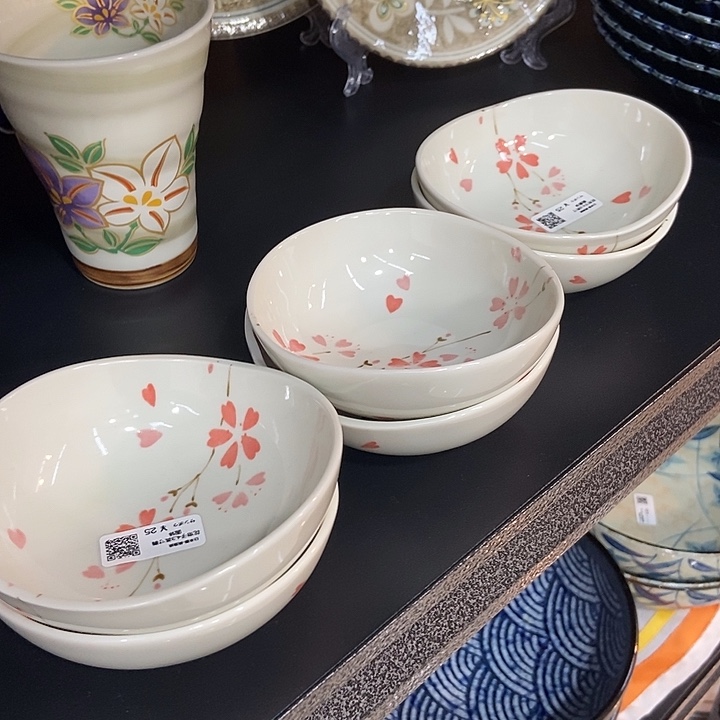 晓***旭瓷片6只樱花日本小椭圆味碟