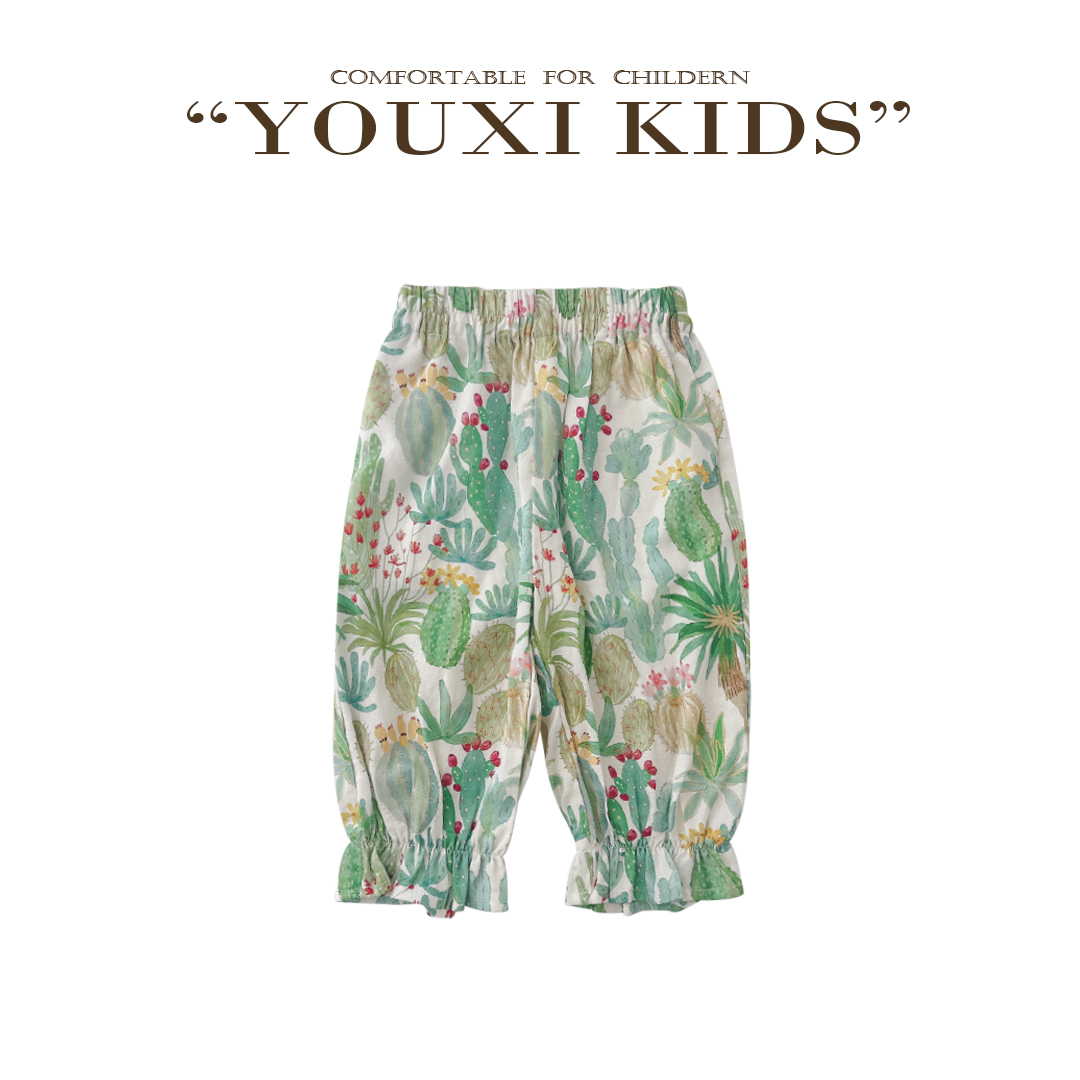 现飞飞家· 自然之息新款夏季花边收脚舒适萝卜裤百搭防蚊裤FF2706