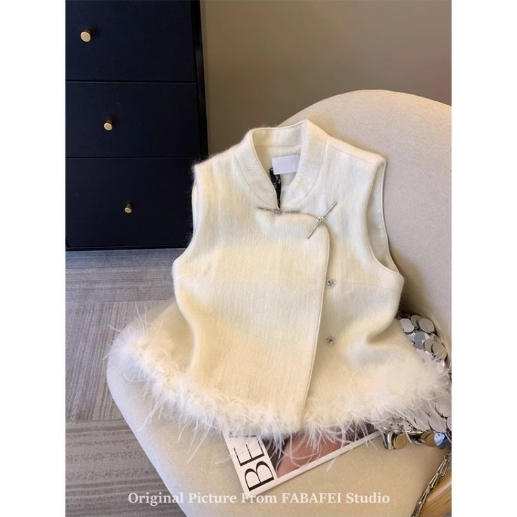 大码胖MM新中式国风刺绣马甲背心女秋冬百搭无袖粉色气质马夹外套