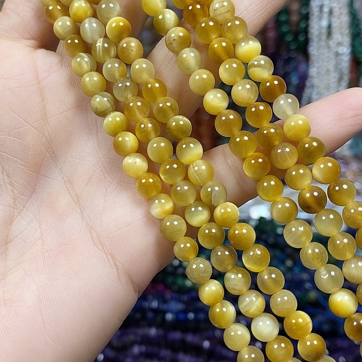 玛瑙/玉髓未镶嵌珠宝半成品A级天然金虎卡6mm