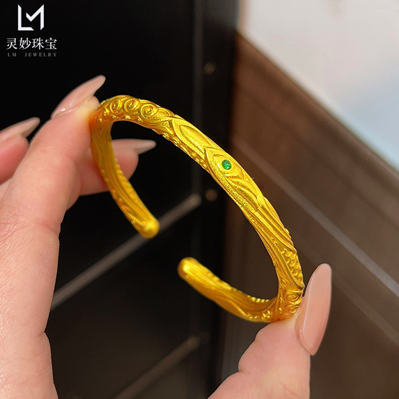 哪吒同款古法铜合金点钻乾坤圈开口手镯魔童降世复古镯子送女友礼