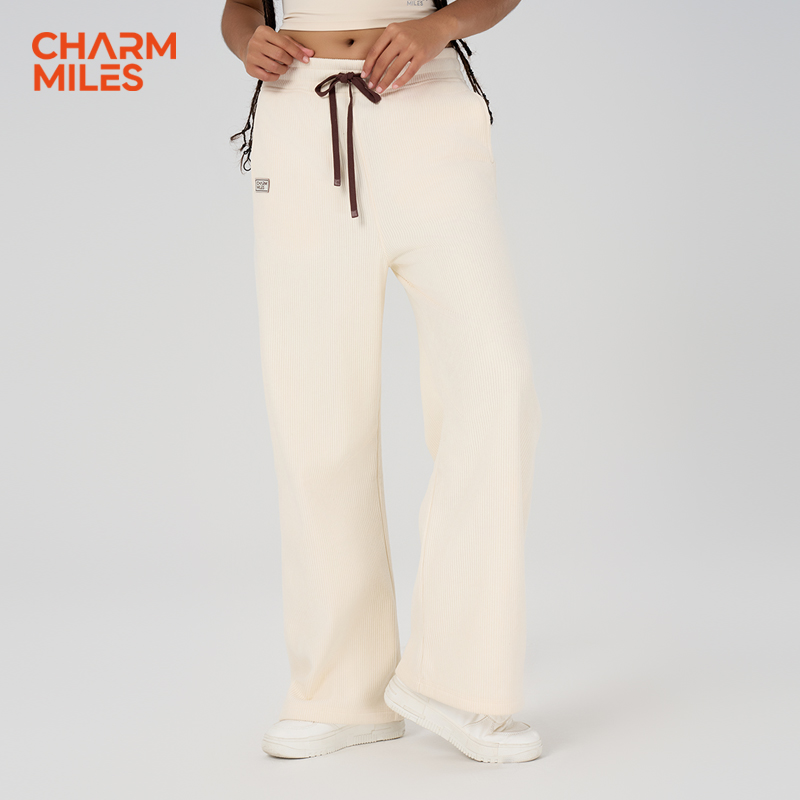 Charm Miles修身灯芯绒顺滑亲肤运动阔腿裤013-D