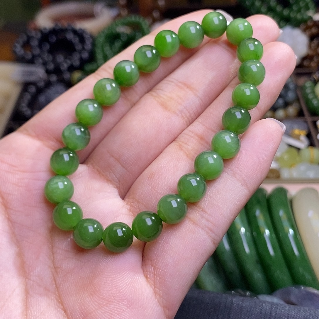 和田玉未镶嵌颈饰碧玉绿猫眼老矿料