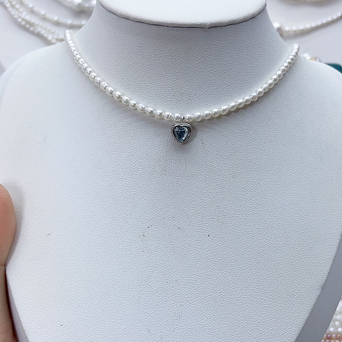 颈饰银S925镶嵌淡水珍珠