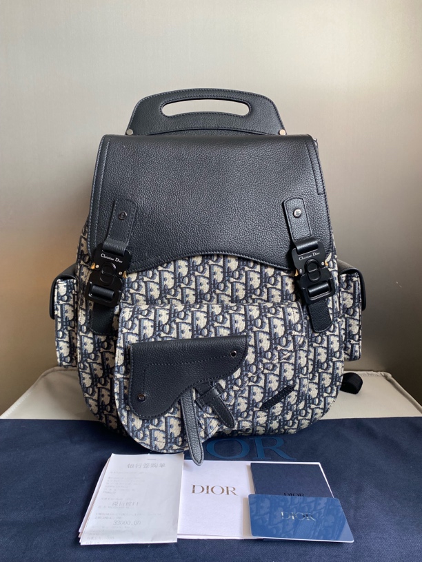 99新 DIOR/迪奥 GALLOP老花刺绣24年新款双扣双肩包背包hws111