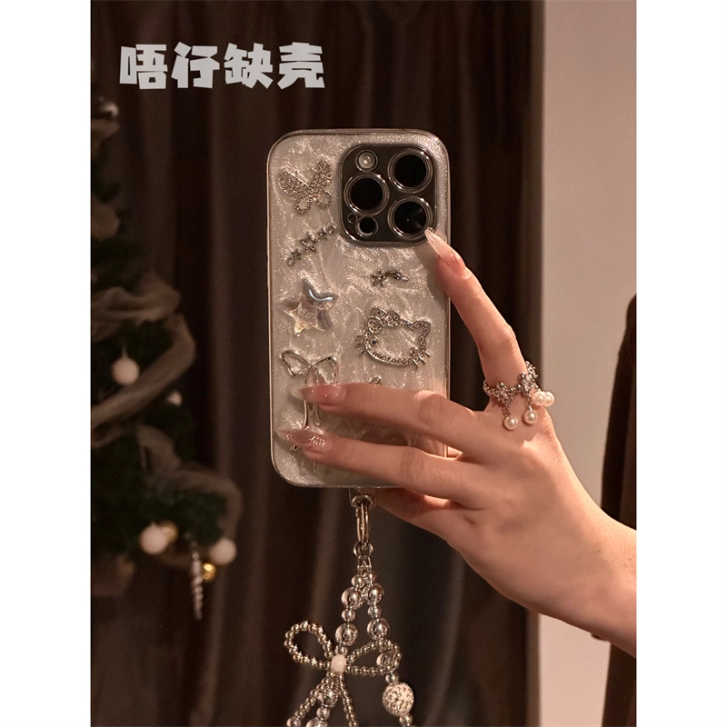 高级感立体水钻蝴蝶星星KT猫滴胶适用苹果16promax/15/14手机壳13