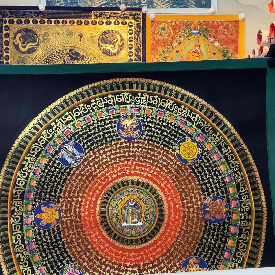 卷轴画纯手绘六字真言唐卡70厘米左右