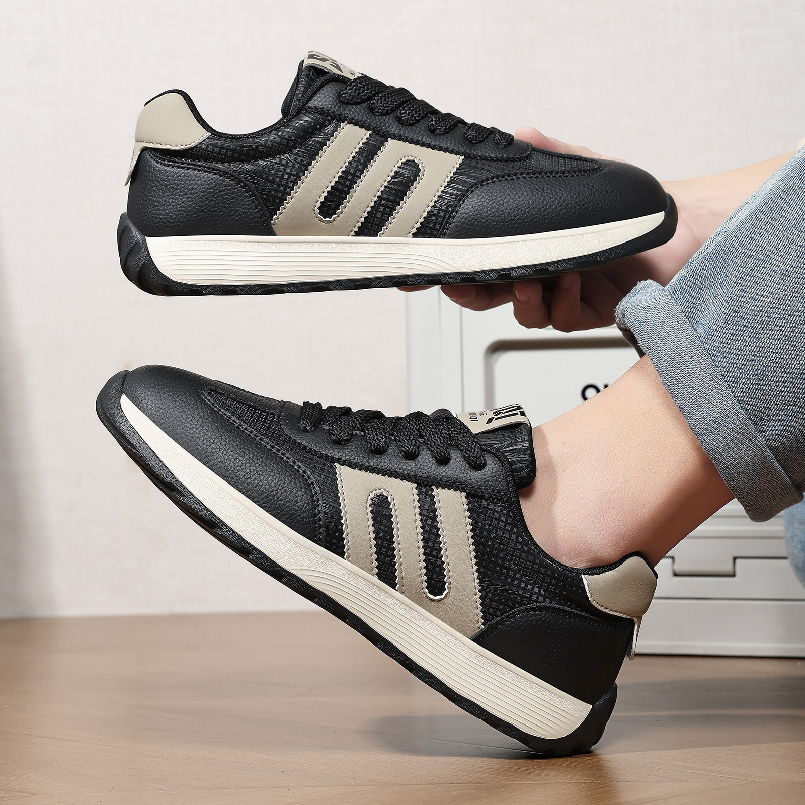 斯杰奇【8559】四季款高品质皮面运动鞋软底轻便百搭防滑透气阿甘鞋