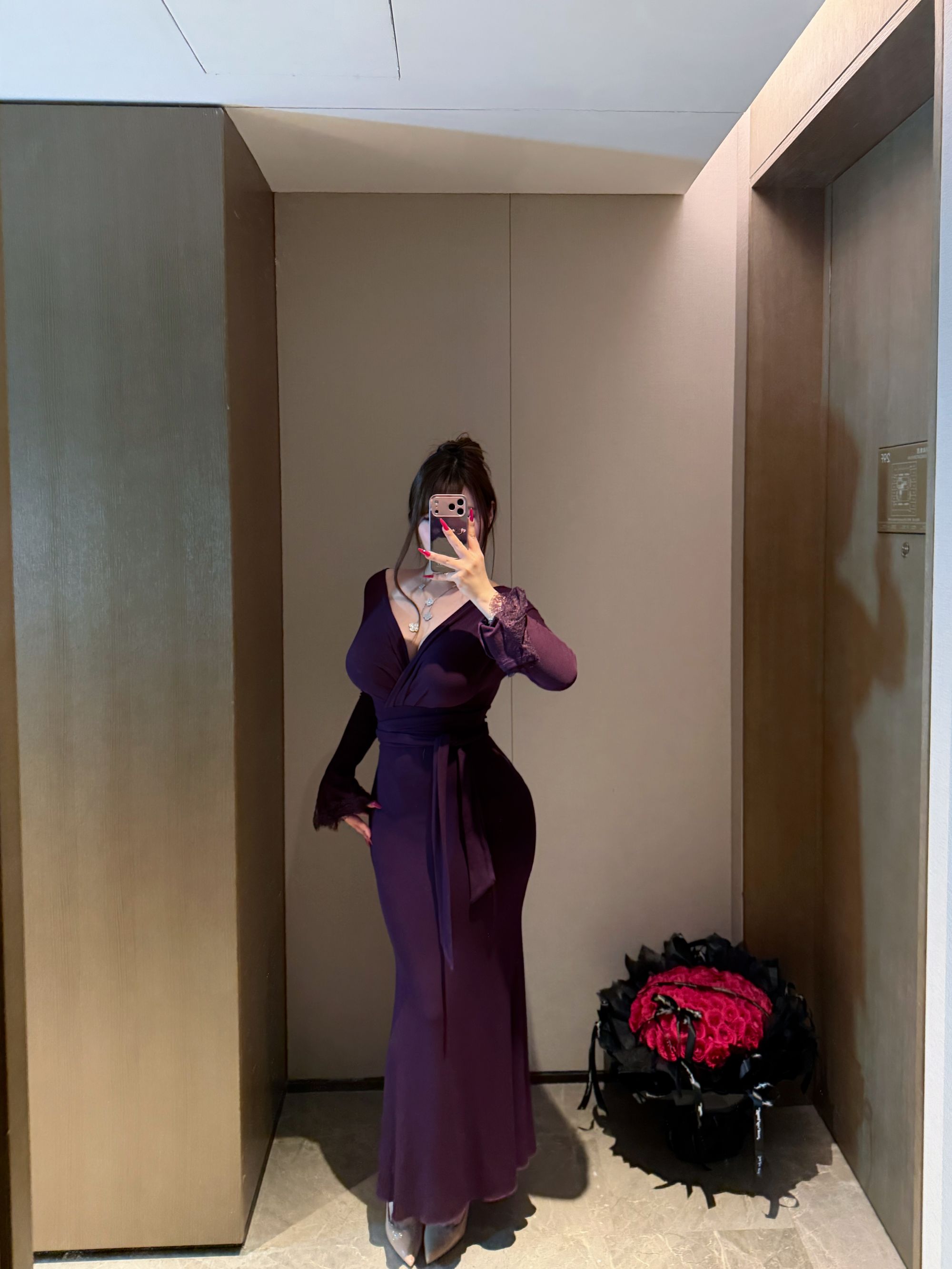 胖婷大码定制胖mm「温柔底牌」秋冬气质加绒弹力绑带鱼尾连衣裙女