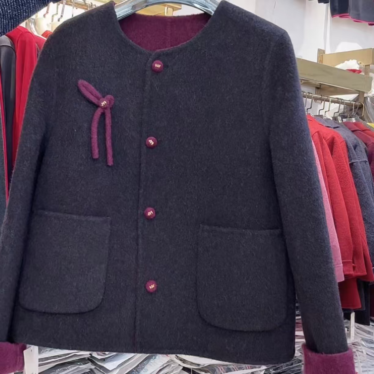 珂莱蒂娜9263秋冬新款时尚气质百搭显瘦双面羊绒外套