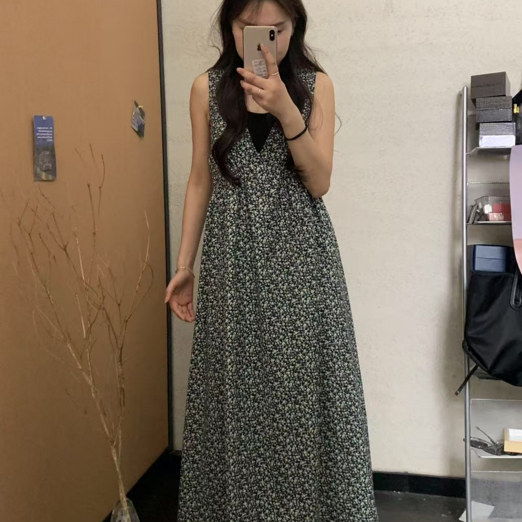 『雨美 Show』2215时尚百搭碎花宽带连衣裙