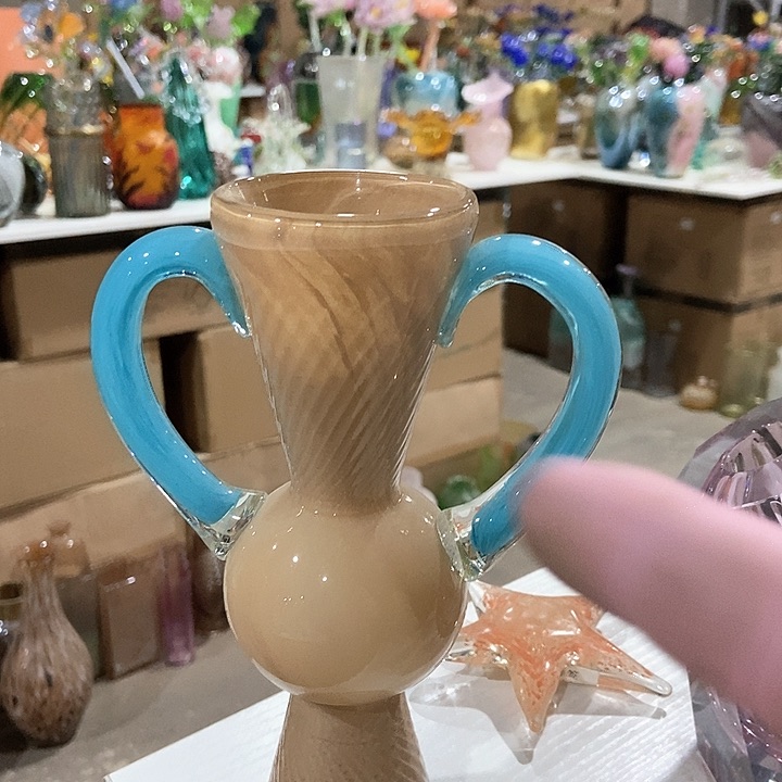 琉璃琉璃花瓶高21口5