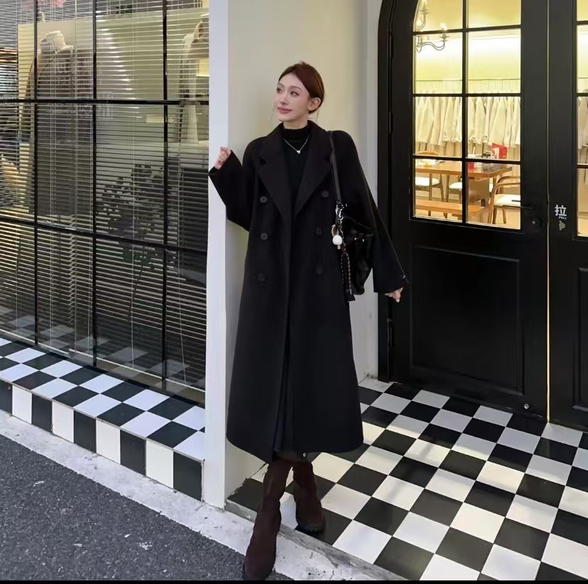 现货【送围巾+衣架+防尘袋】大衣新秋冬双面呢大衣款外套