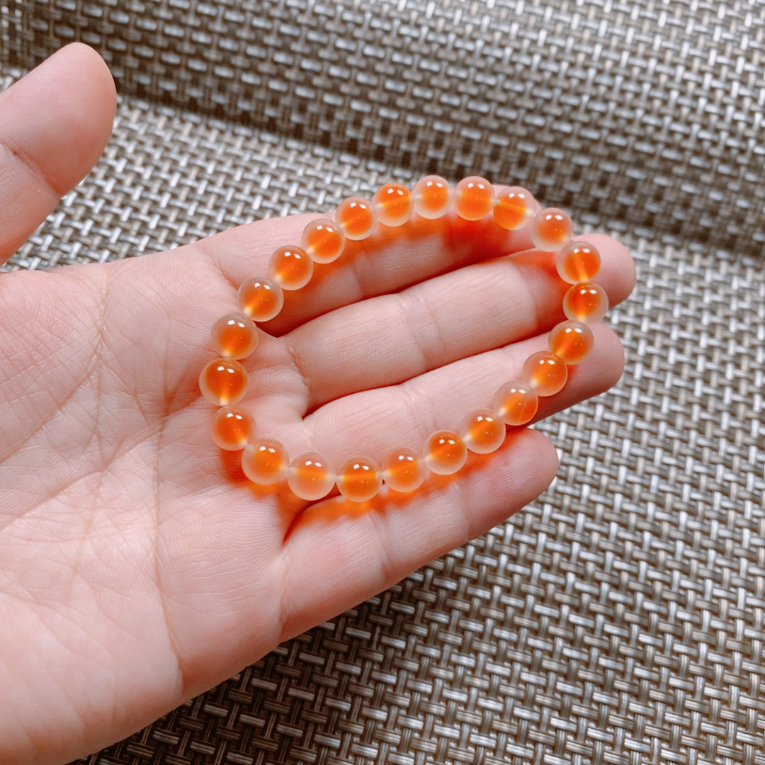 8毫米圆珠冰透糖心玛瑙女士手链颗颗满糖心精品玛瑙手串