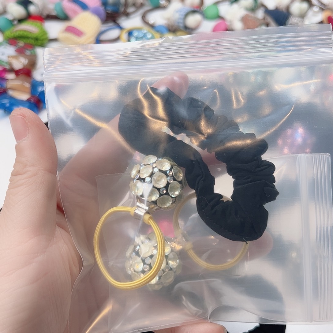 马卡龙黄色钻球发圈2个装