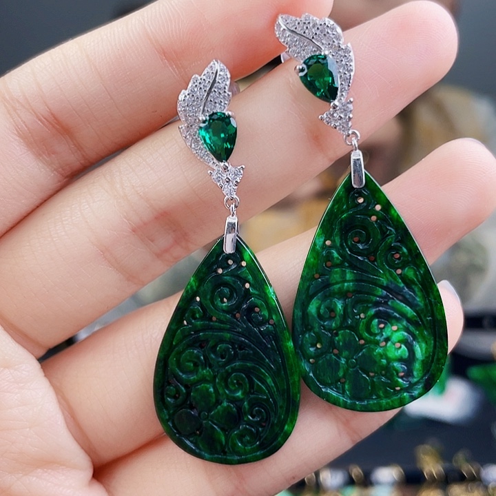 翡翠戒指银S925镶嵌饰品