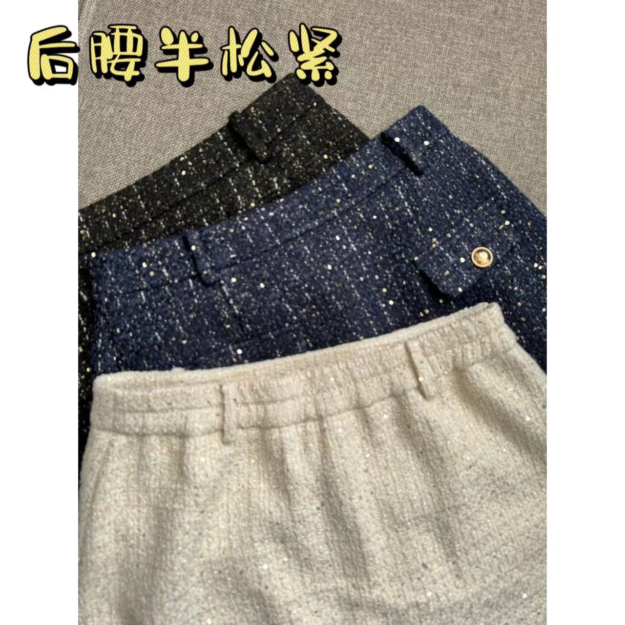 晶咕【秋季灯塔】设计感高腰A字显瘦小香短裙秋季半身裙小香风