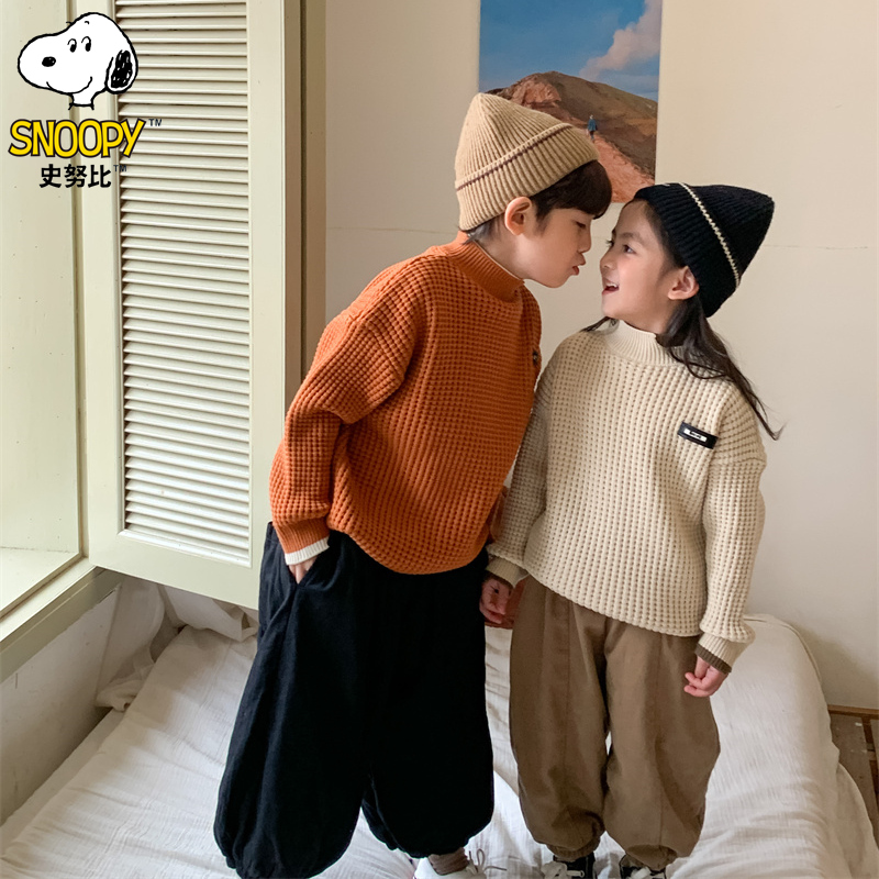 Snoopy/史努比男女童毛衣儿童小女孩时髦宝宝针织衫秋冬厚毛线衣
