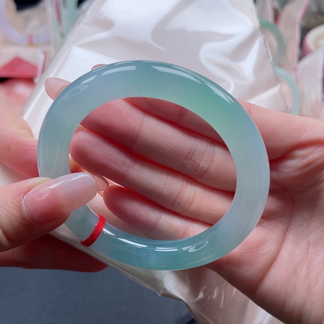 未镶嵌手镯翡翠53.6宝石蓝绿 青山远黛清幽袅袅 18号