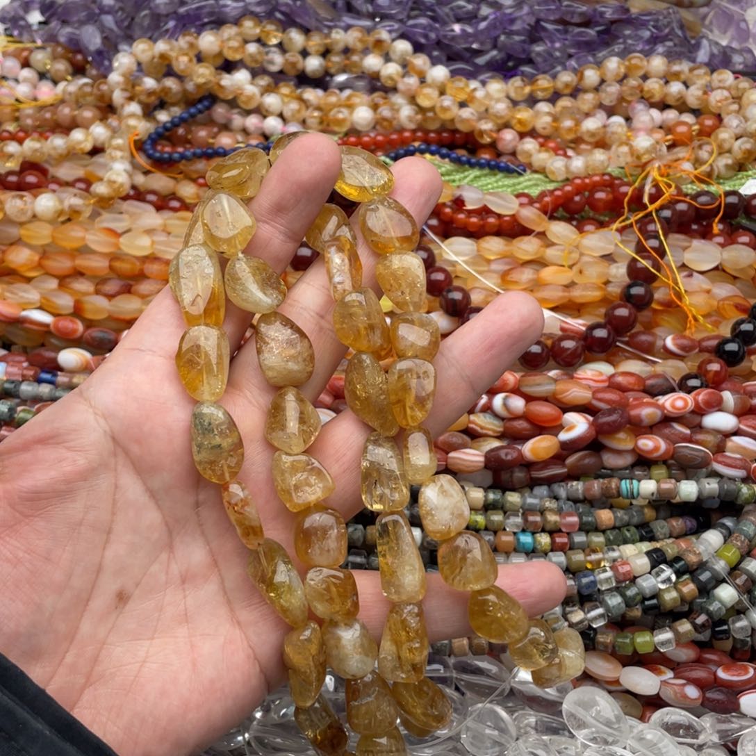 玛瑙/玉髓珠宝半成品未镶嵌一条装11mm左右黄塔晶随行