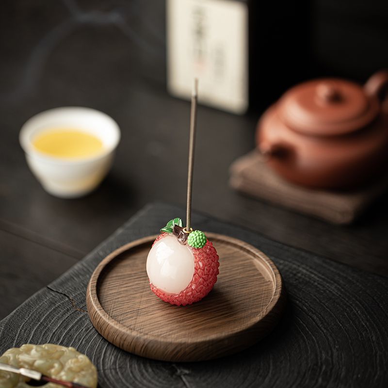 荔枝香插摆件香炉家用室内中式香插香座禅意茶台桌面香薰炉摆件