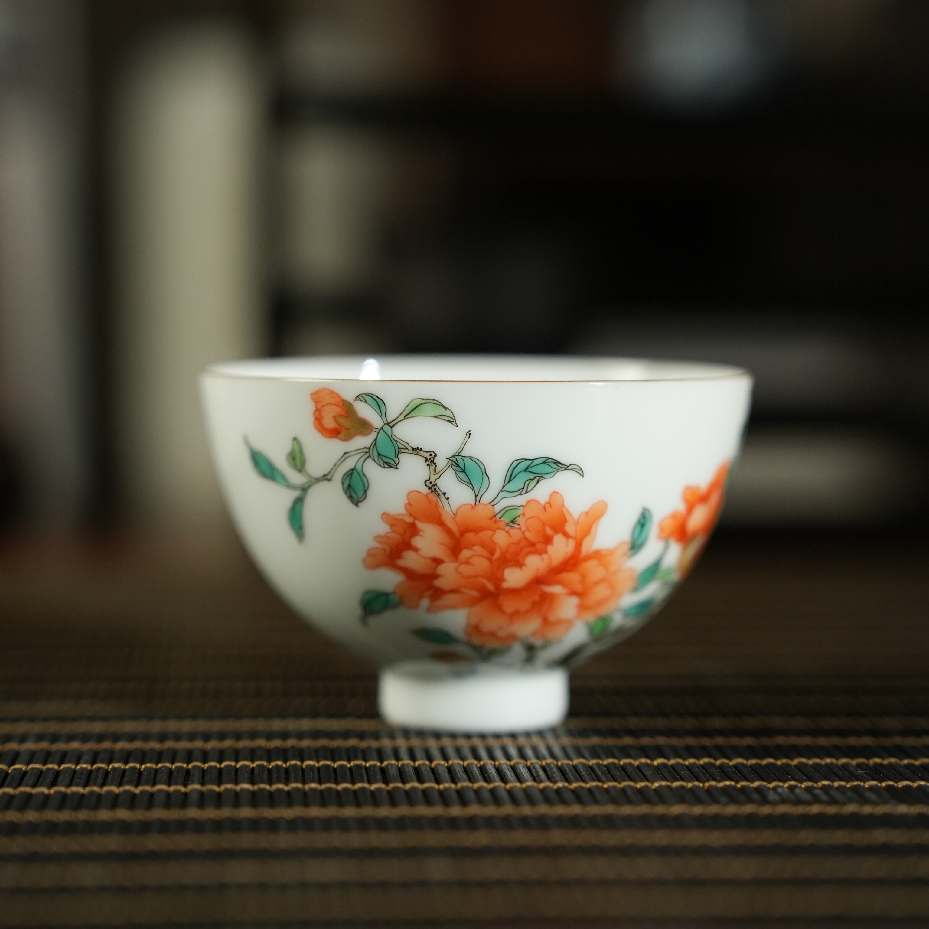 【墨舍名窑】徐窑石榴花鸡心杯（xuyao178）