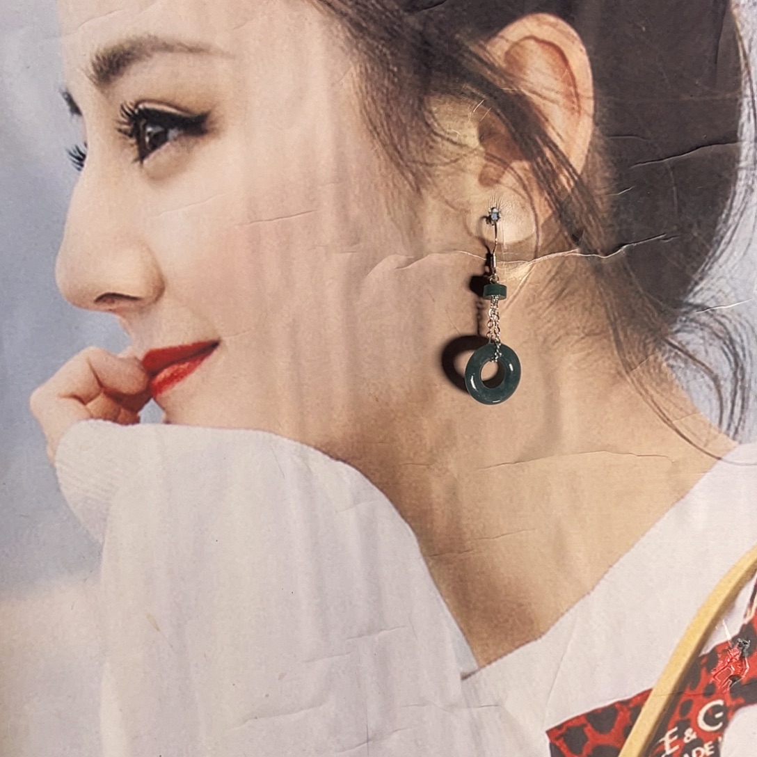 翡翠银S925镶嵌耳饰106