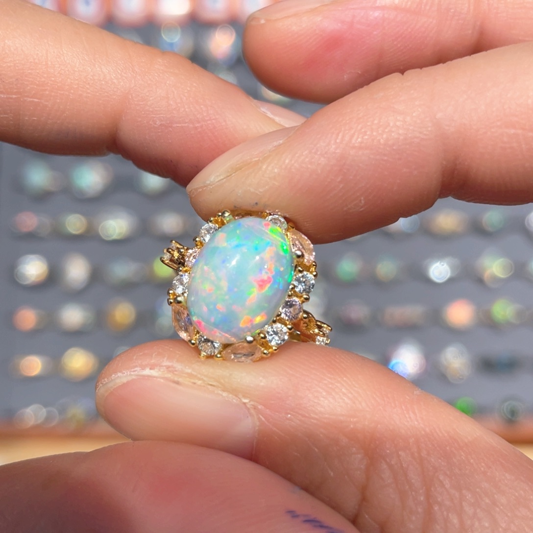 欧泊戒指款式银S925镶嵌