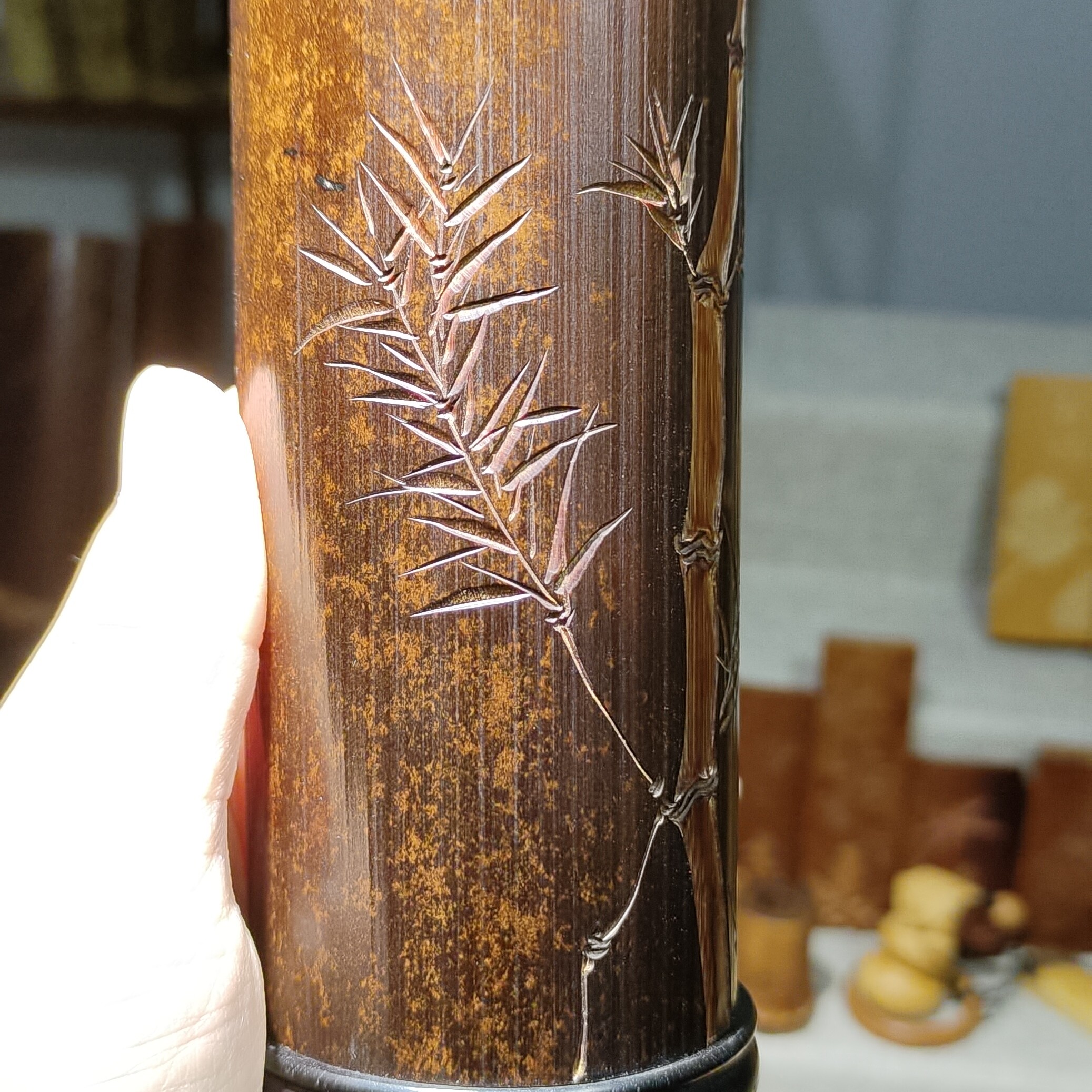 竹雕老煤竹茶叶罐
