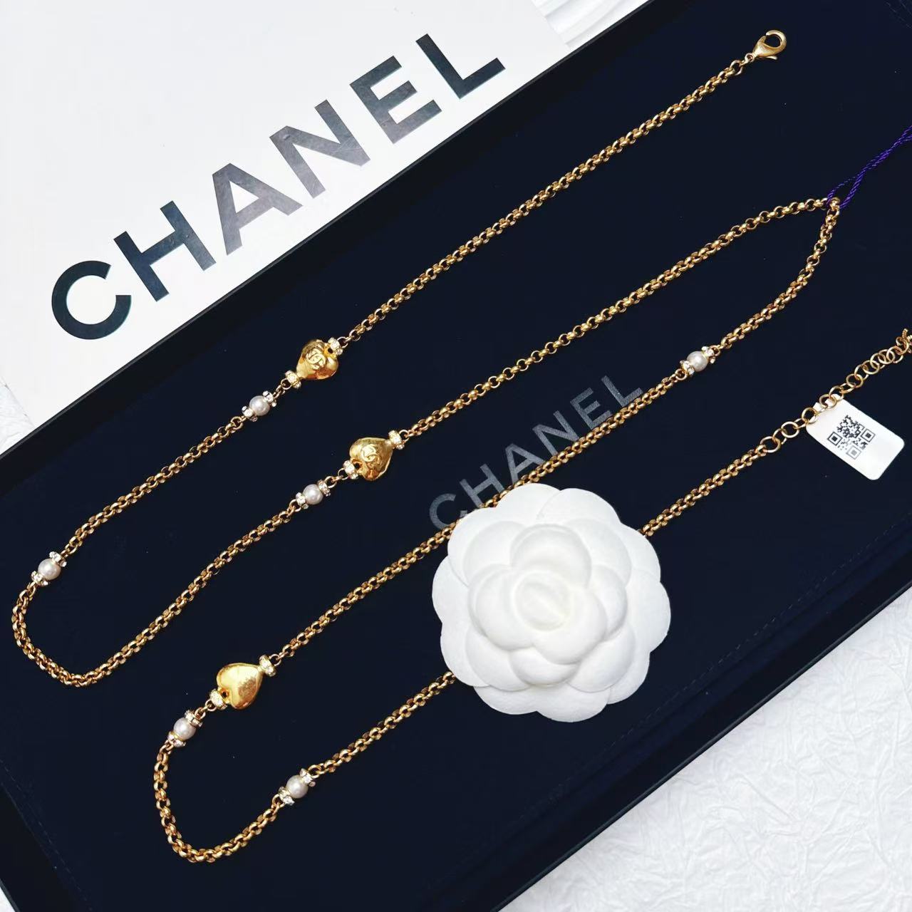95新 Chanel/香奈儿 柚礼中古/香奈儿桃心珍珠项链LZ502081