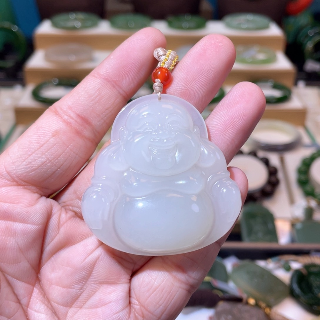 和田玉高冰白玉佛公未镶嵌