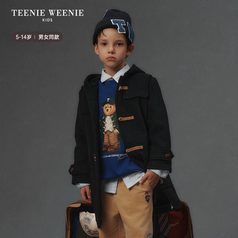 TeenieWeenie Kids小熊童装25年新秋冬男女童长款羊毛混纺呢大衣
