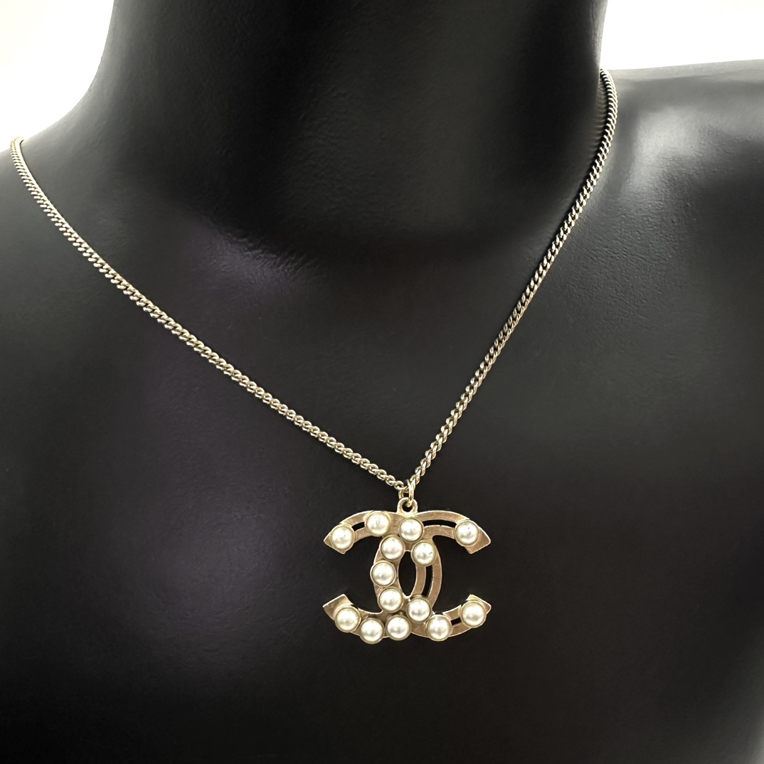 95新 Chanel/香奈儿 双C珍珠Logo项链43231