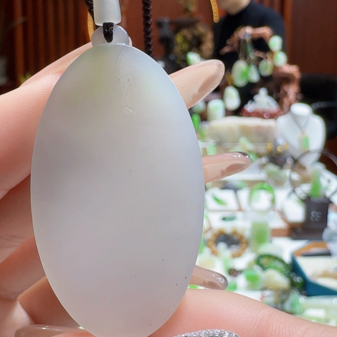 和田玉翠青三色意境牌未镶嵌