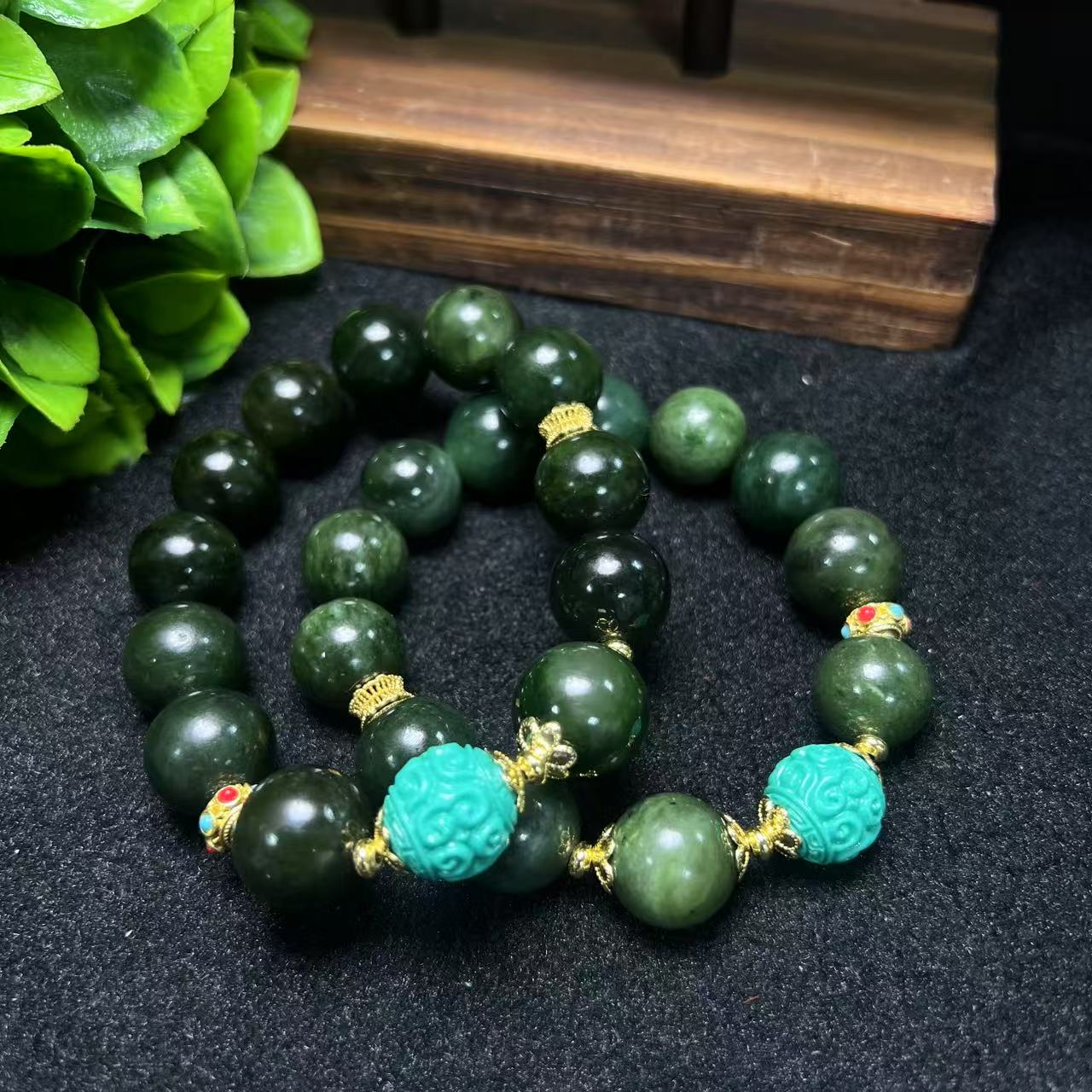 H4709【任会长珠宝】玄武青和田玉手串-多样性只发一件