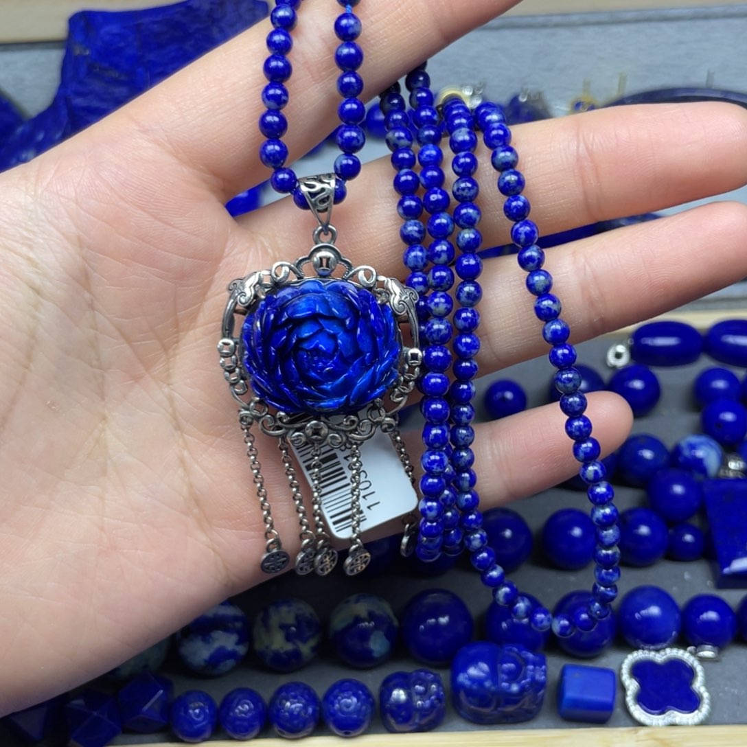 青金石项链银S925镶嵌